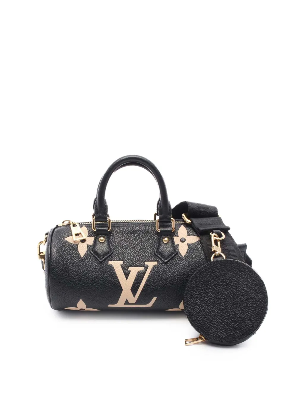 Pre-owned Louis Vuitton 2021-2025 Bicolor Monogram Empreinte Giant Papillon Bb Satchel In Black