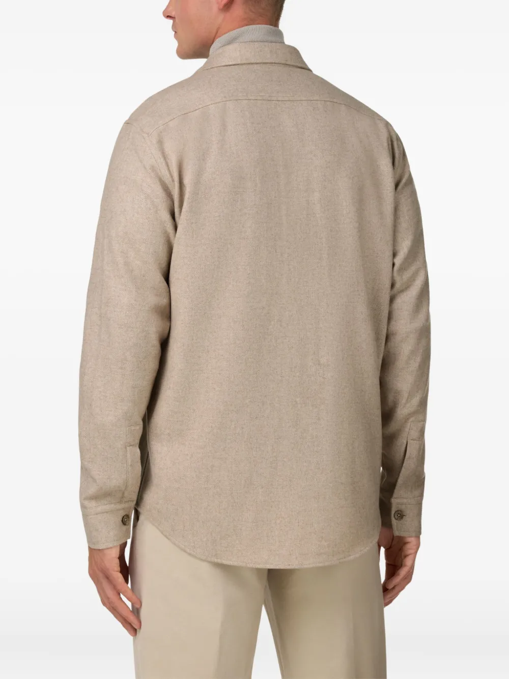 Boggi Milano Overhemd met puntige kraag en borstzakken Beige