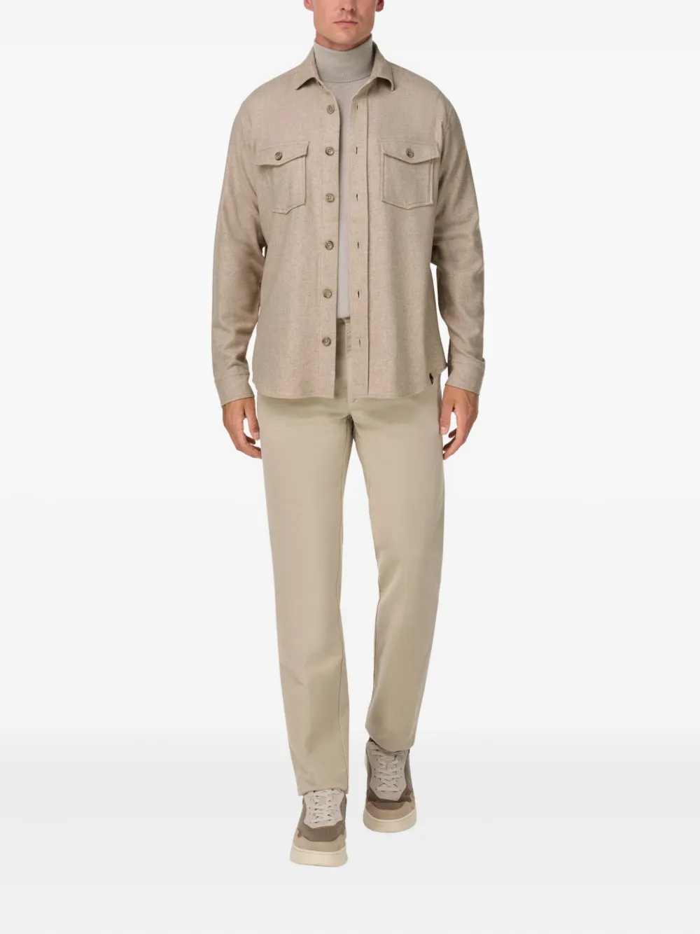 Boggi Milano Overhemd met puntige kraag en borstzakken - Beige