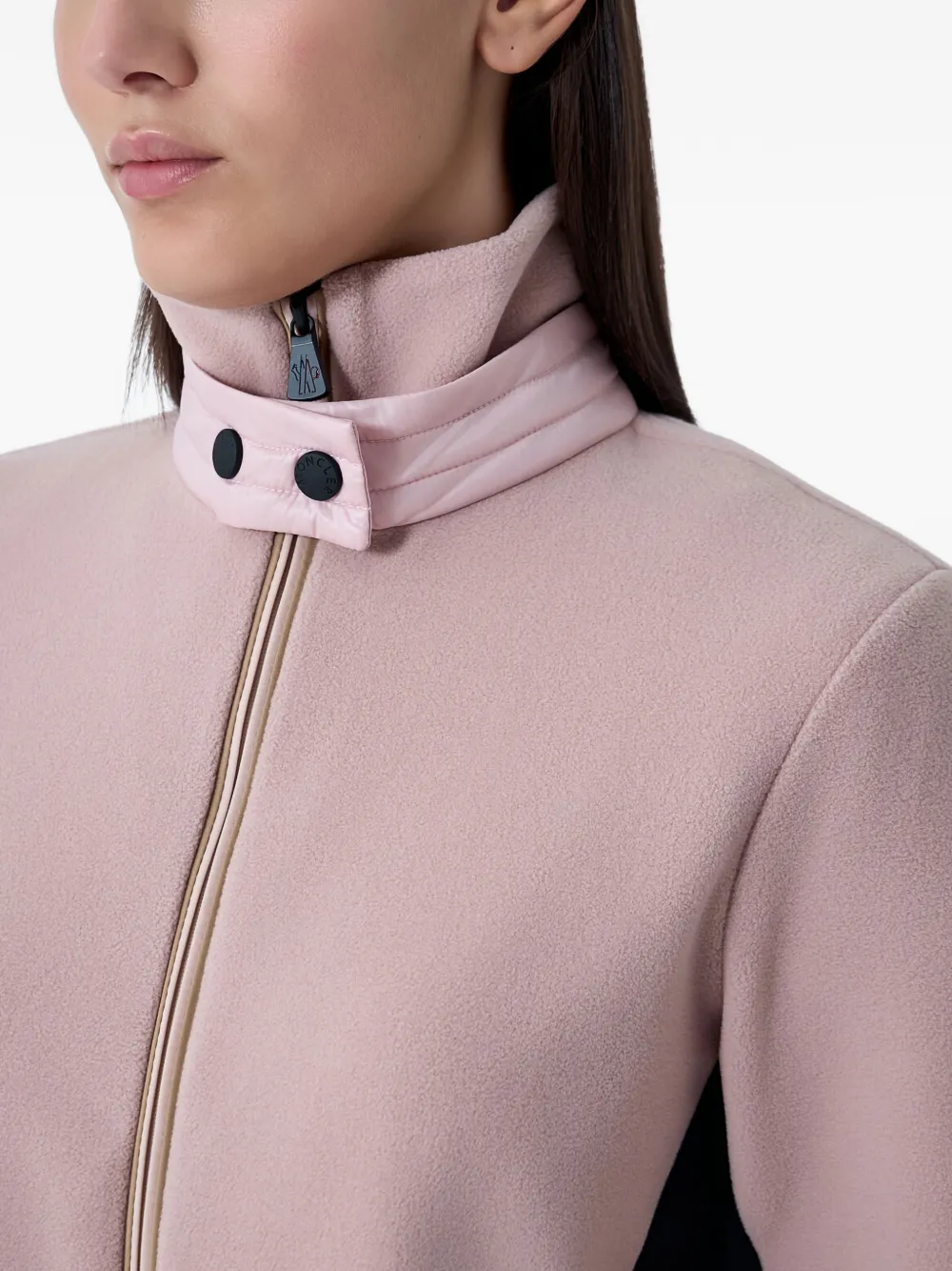 Moncler Grenoble Sweater met contrasterend vlak en halve rits Beige