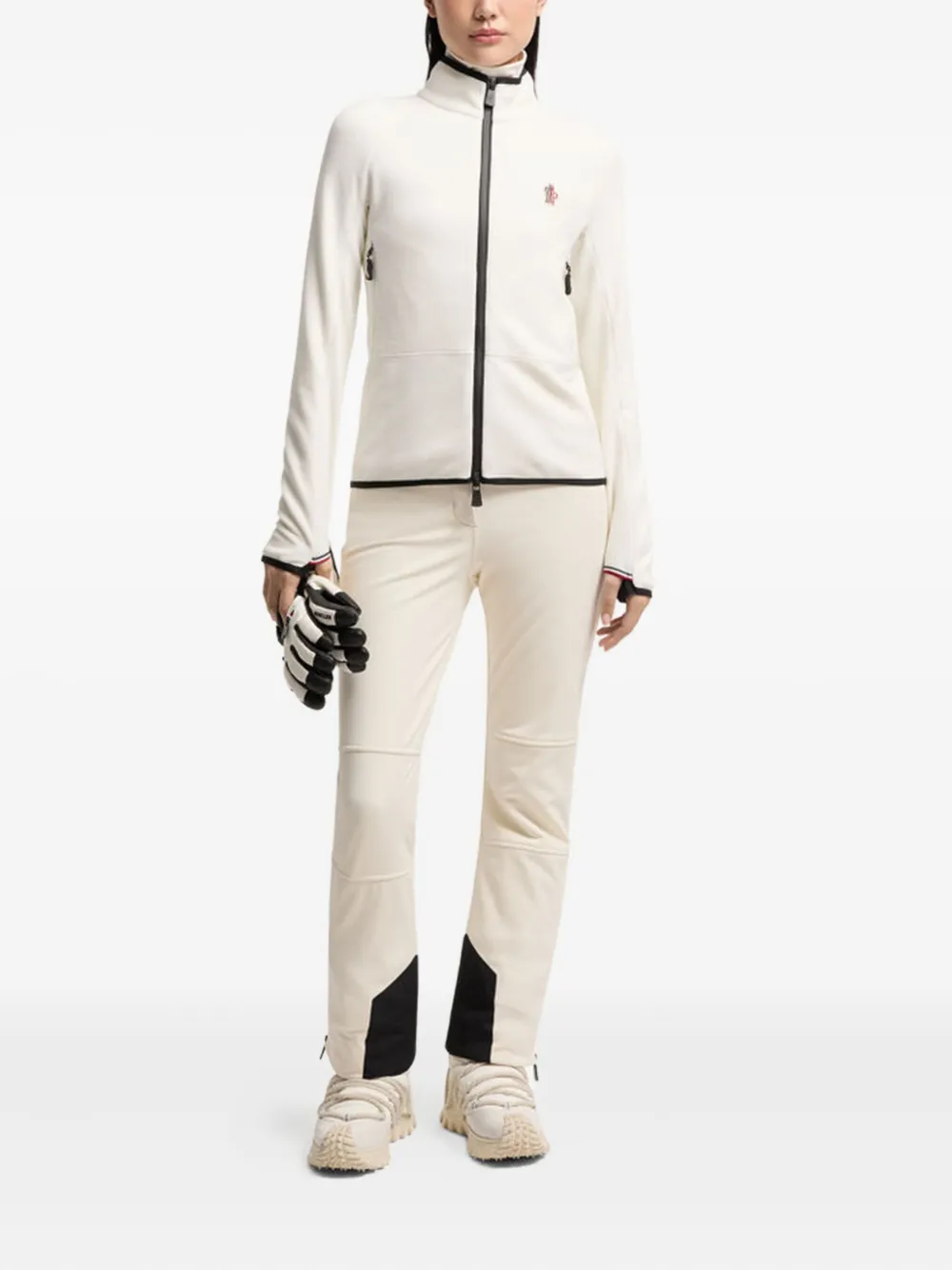 Moncler Zip-fastening Turtleneck Sweater In Gray