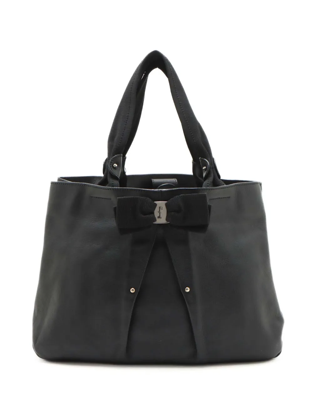 Pre-owned Ferragamo 1980-2000 Leather Miss Vara Selene Tote Bag In Black