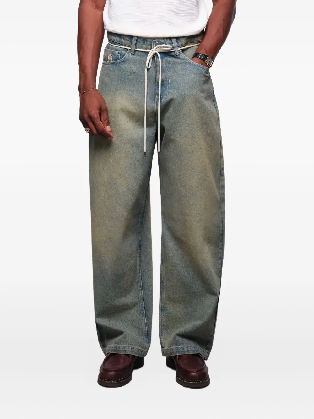 ABOUTBLANK washed-effect wide-leg jeans - Blauw