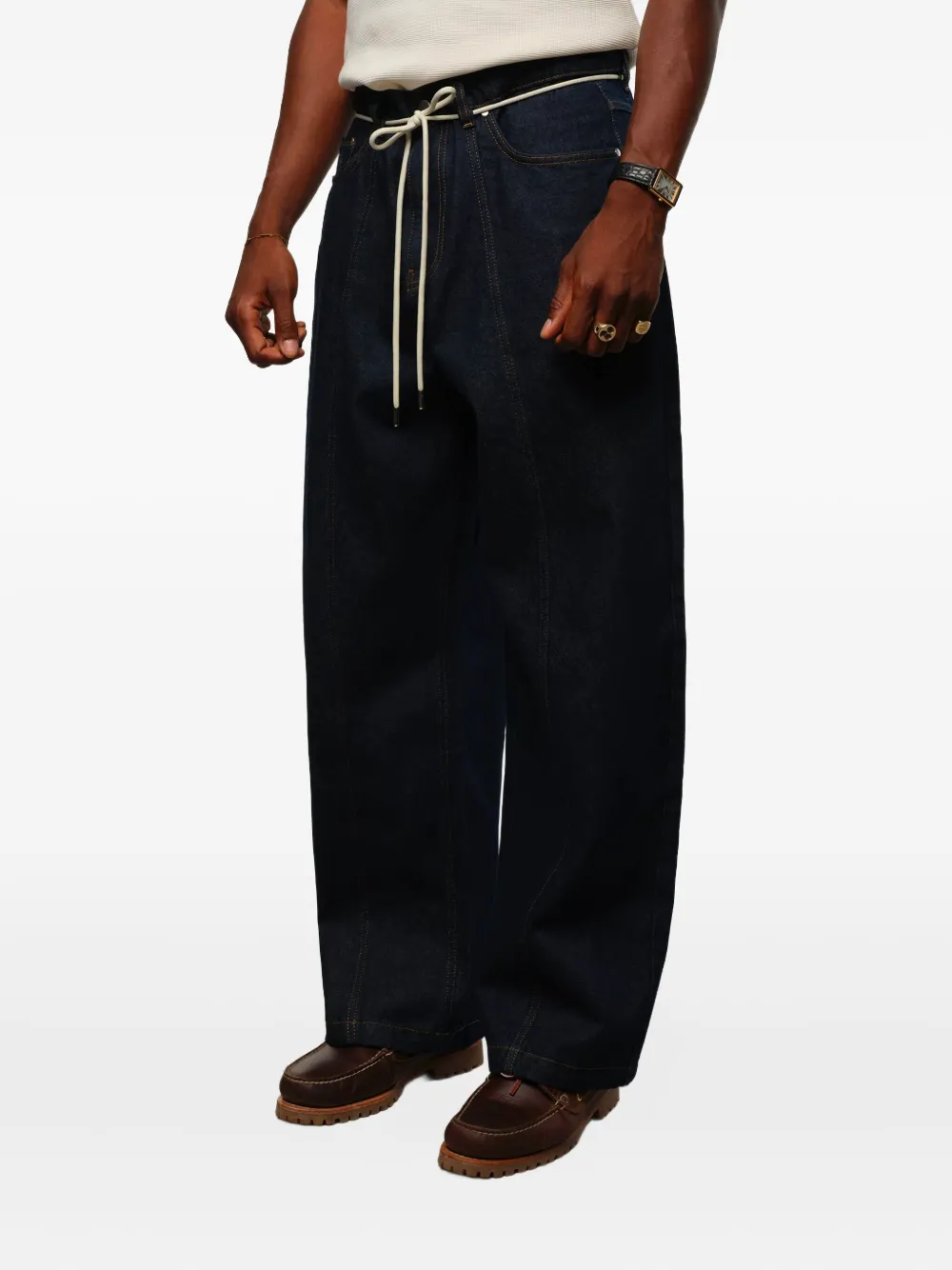 ABOUTBLANK Jeans met wijde pijpen en platte zoom Blauw