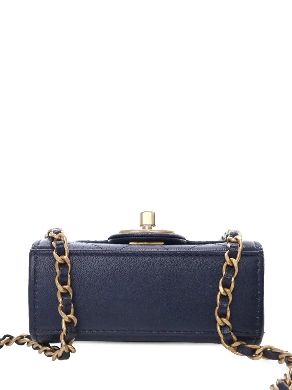 Pre-owned Chanel 2019 Mini Goatskin Chic Pearls Clutch On Chain Crossbody Bag In Blue