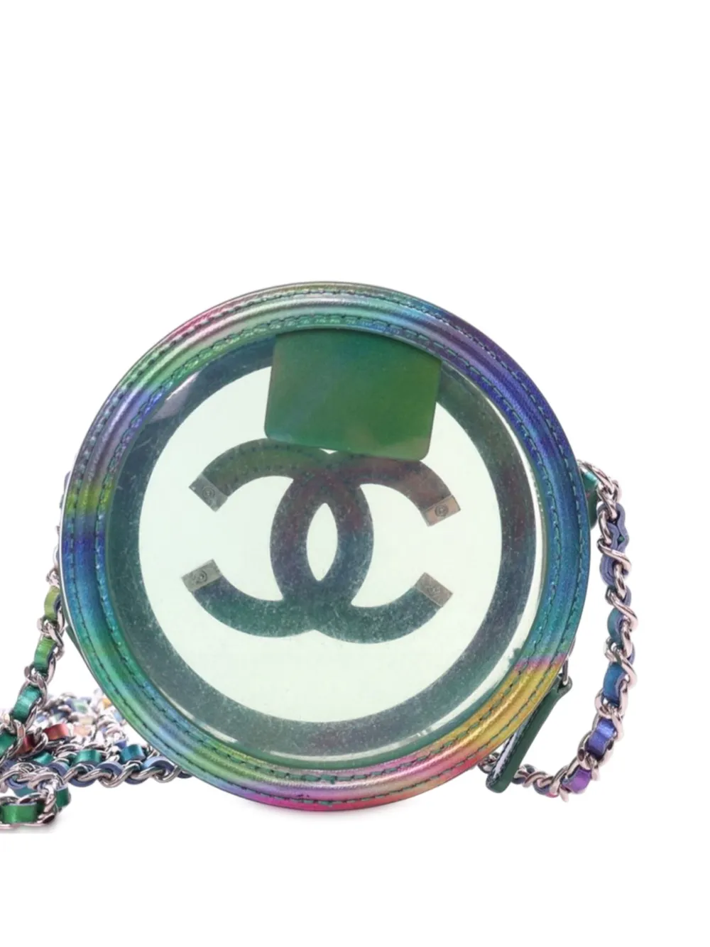 CHANEL Pre-Owned 2019 PVC and Metallic Lambskin CC Filigree Round Clutch with Chain crossbody bag | Pre-Owned | Image 2