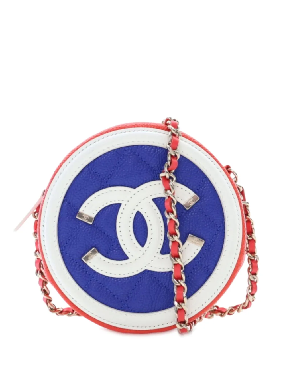 CHANEL Pre-Owned 2019 Tricolor Caviar CC Filigree Round crossbody bag - Blu