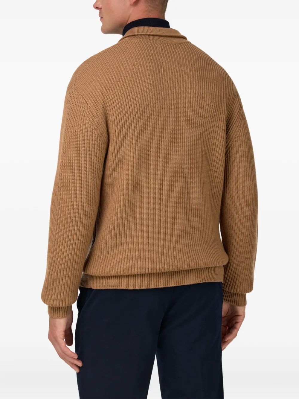 Boggi Milano Ribgebreid vest Bruin