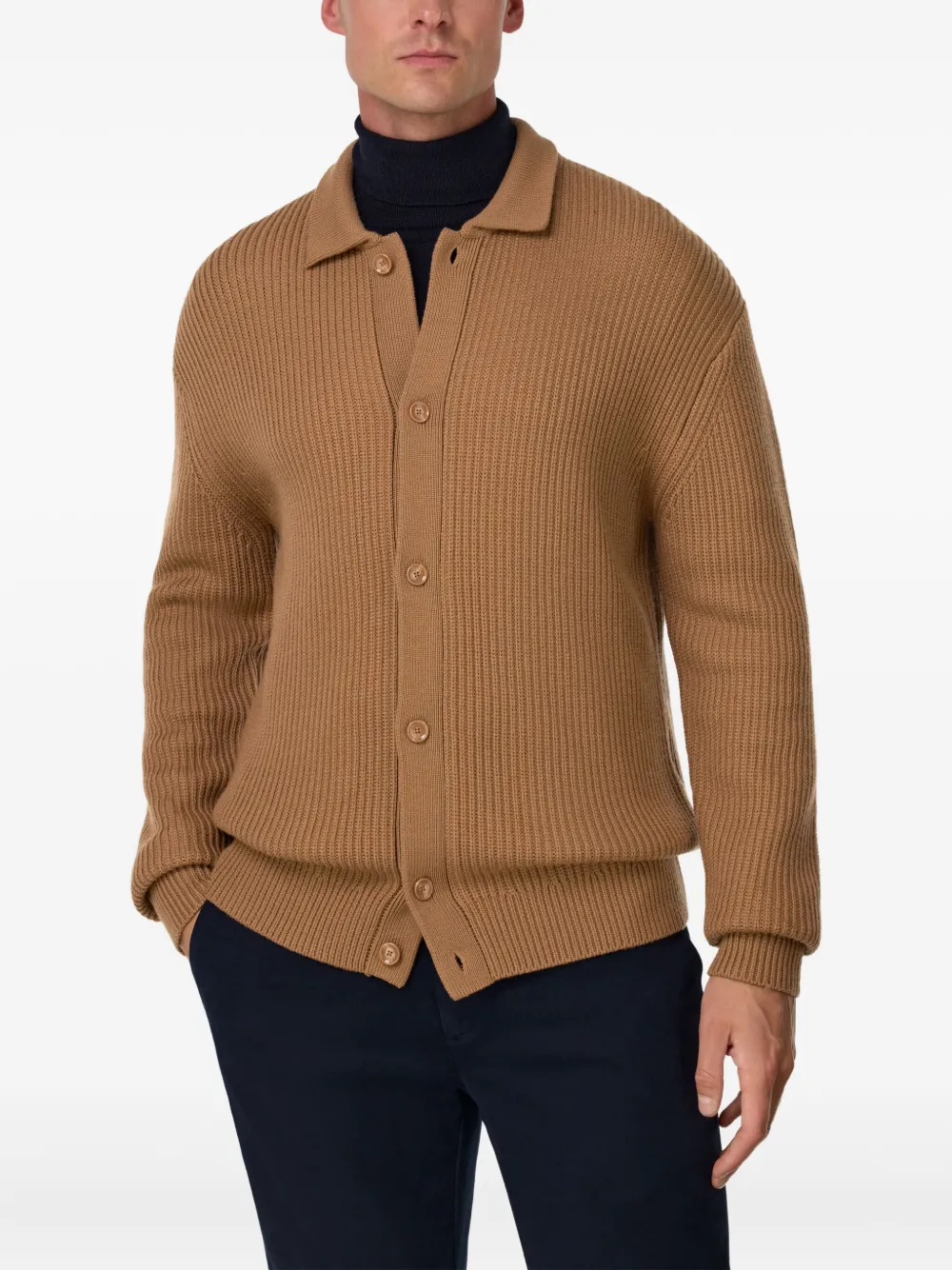 Boggi Milano Ribgebreid vest Bruin