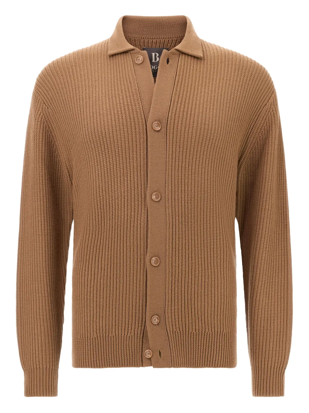 Boggi Milano ribbed-knit buttoned cardigan - Marrone