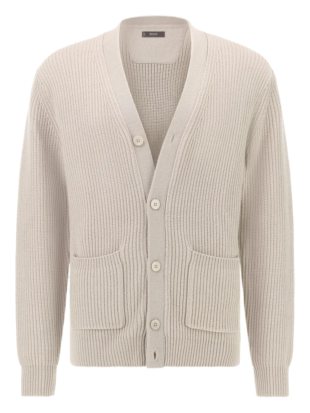 Boggi Milano ribbed button cardigan | Neutrals | Image 1