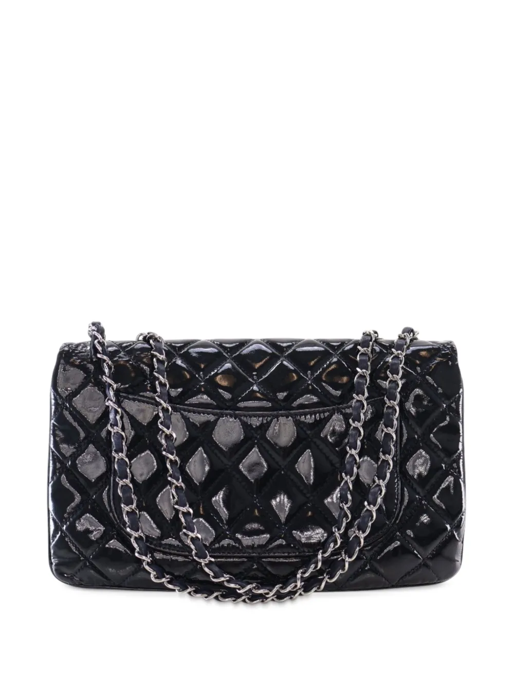 Pre-owned Chanel 2013-2014 Jumbo Quilted Patent 3 Compartment Flap Shoulder Bag In Blue