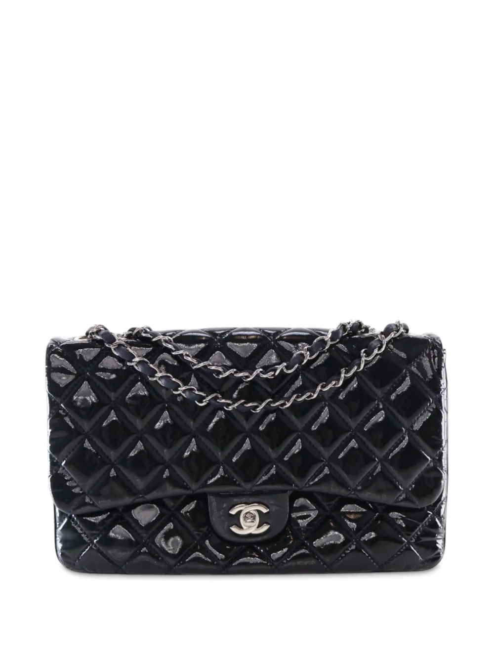 CHANEL Pre-Owned 2013-2014 ジャンボ マトラッセ パテント 3 コンパートメント フラップ ショルダーバッグ -