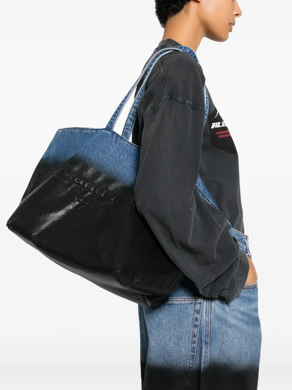 Alexander Wang large Punch embossed tote bag - Zwart