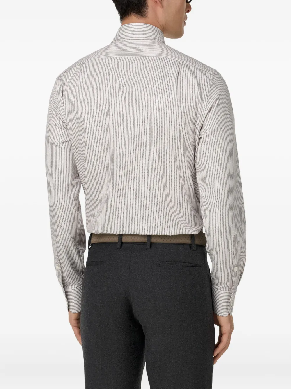 Boggi Milano Gestreept katoenen overhemd Wit