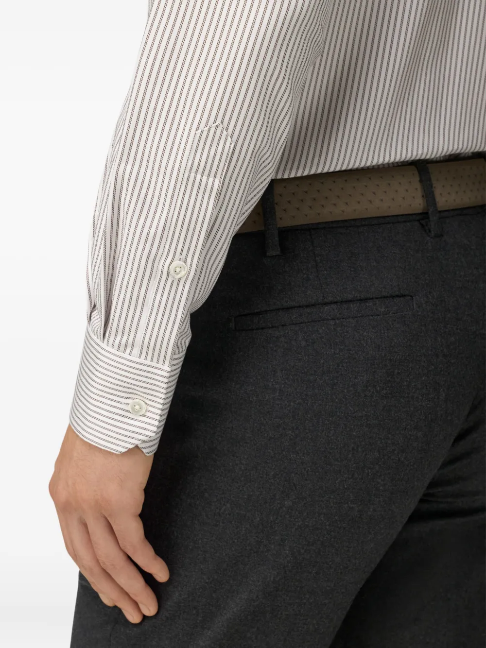 Boggi Milano Gestreept katoenen overhemd Wit