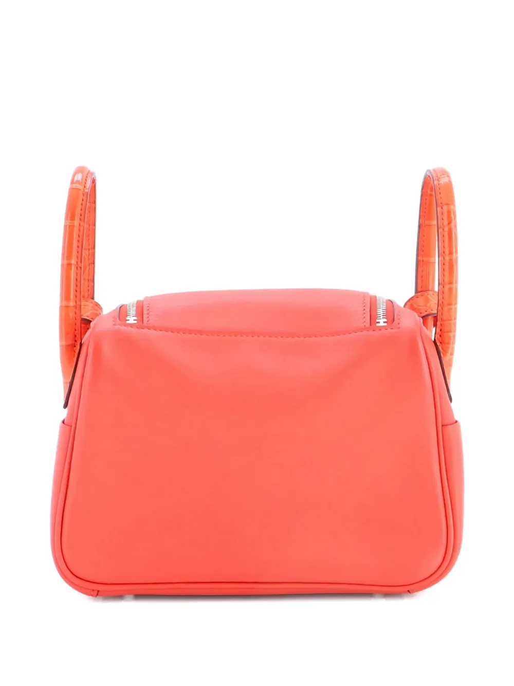 HERMES Pre-owned Bicolor Touch Lindy Bag Swift With Matte Alligator Mini Crossbody Bag In Orange