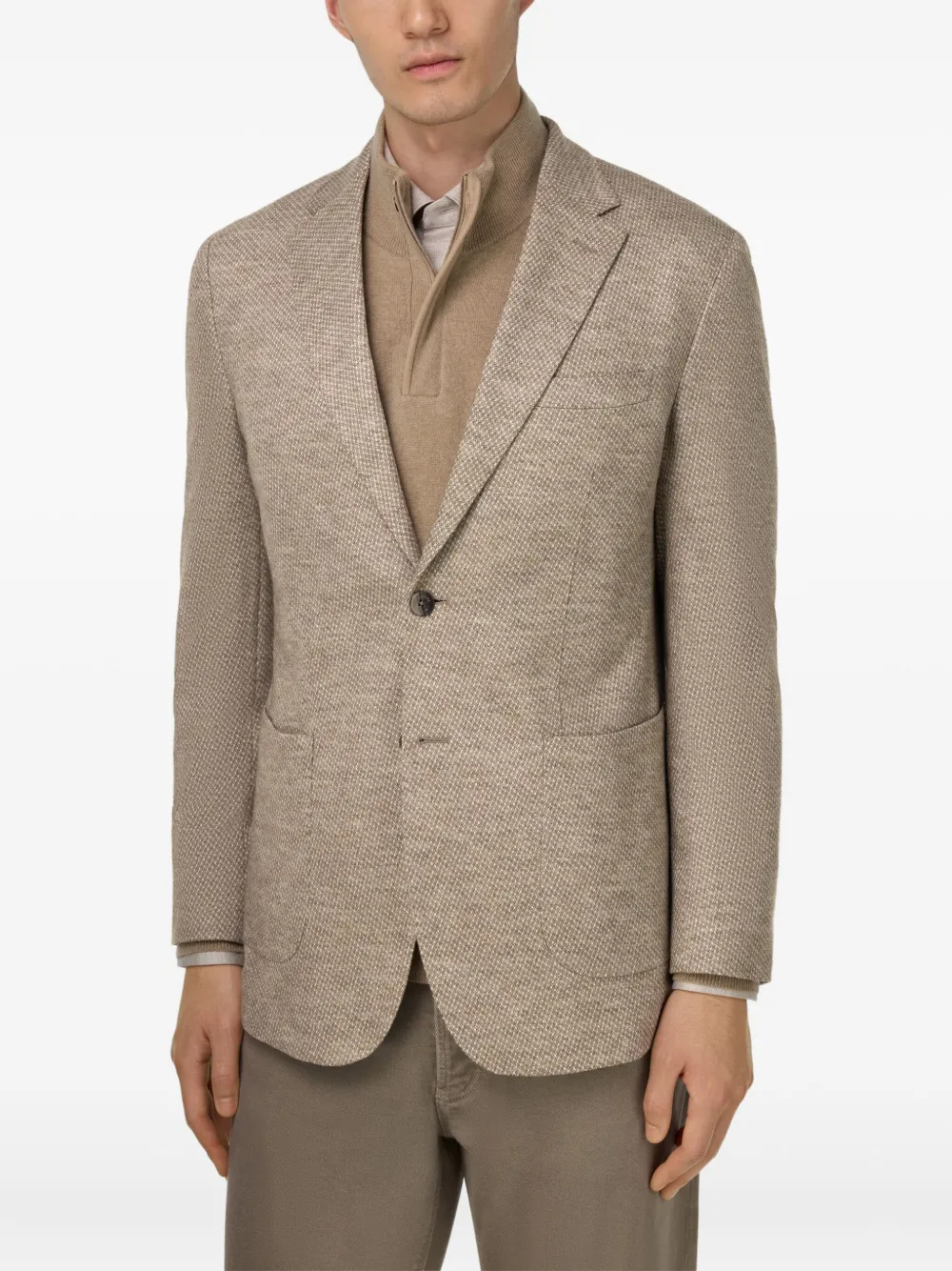Boggi Milano Blazer met enkele rij knopen en micropatroon Beige