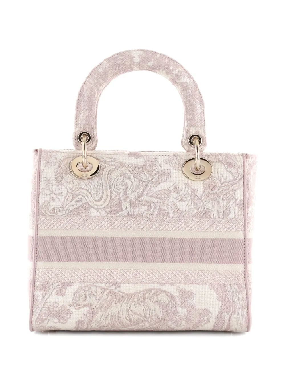 Pre-owned Dior Toile De Jouy Lady D-lite Bag Embroidered Canvas Tote Bag