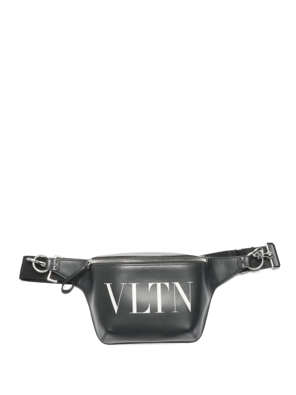 Pre-owned Valentino Garavani 2018-2025 Logo Leather Belt Bag In Black