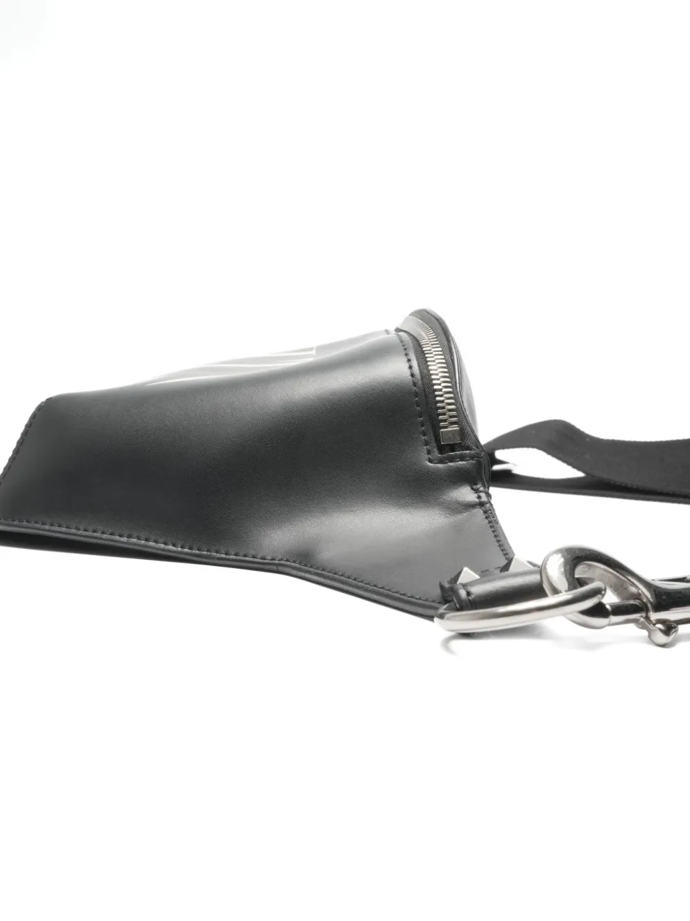 Pre-owned Valentino Garavani 2018-2025 Logo Leather Belt Bag In Black