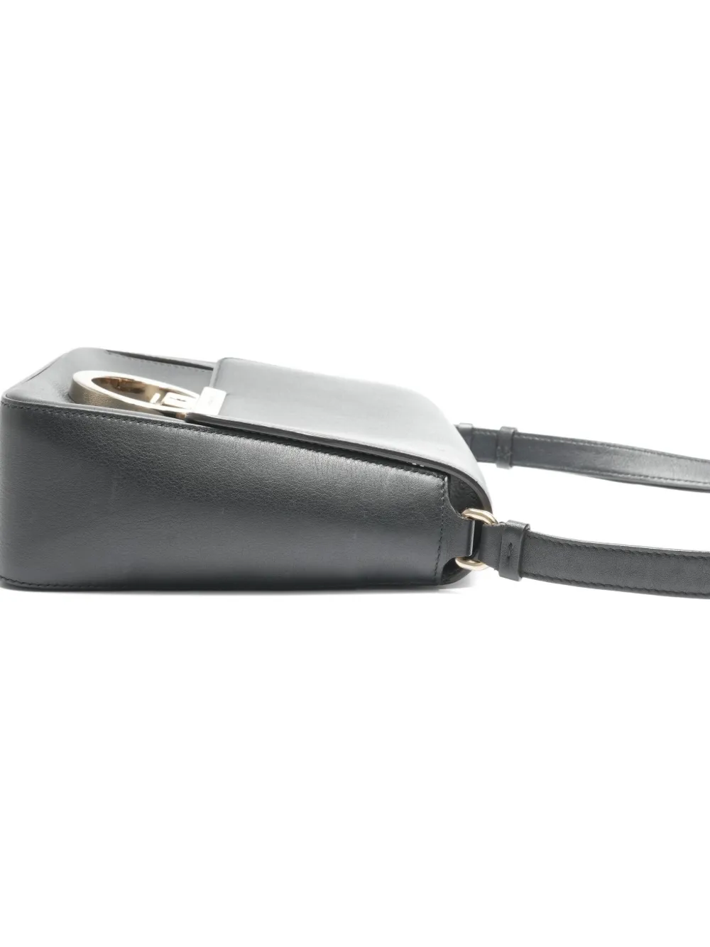 Pre-owned Ferragamo 2000-2020 Ganchini Leather Shoulder Bag In Black