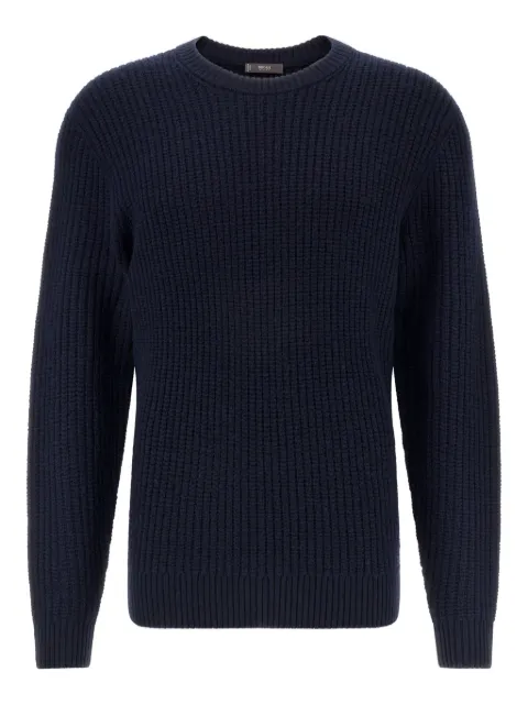 Boggi Milano suéter de tejido waffle con cuello redondo