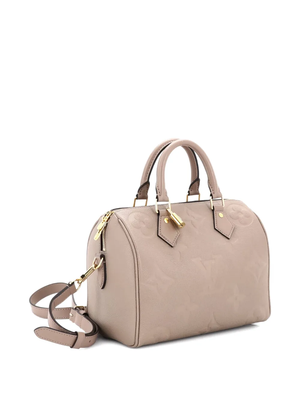 Pre-owned Louis Vuitton Speedy Bandouliere Bag Monogram Empreinte Giant 25 Satchel In Neutral
