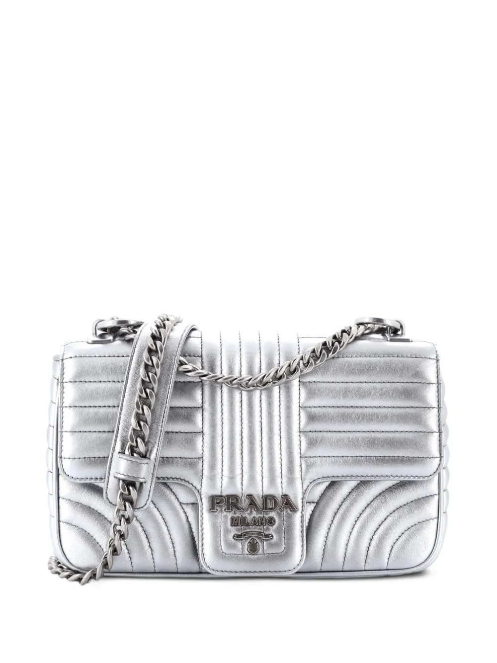 Prada Pre-Owned Chain Flap Shoulder Bag Diagramme Quilted Leather Prada Pre-Owned Chain Flap Shoulder Bag Diagramme Quilted Leather