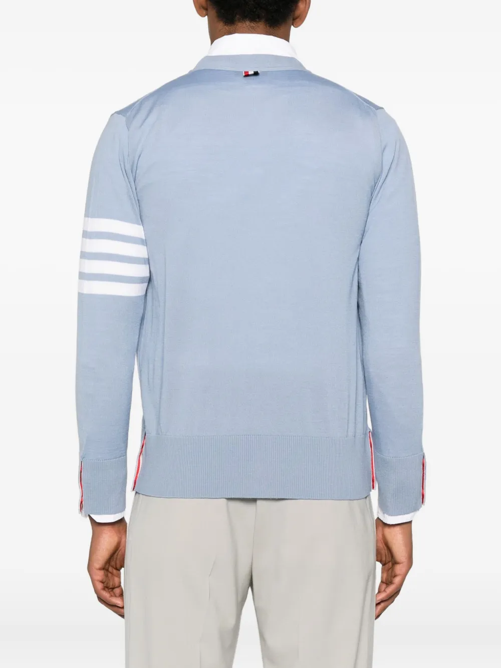 Thom Browne 4-bar Virgin Wool Cardigan In Blue