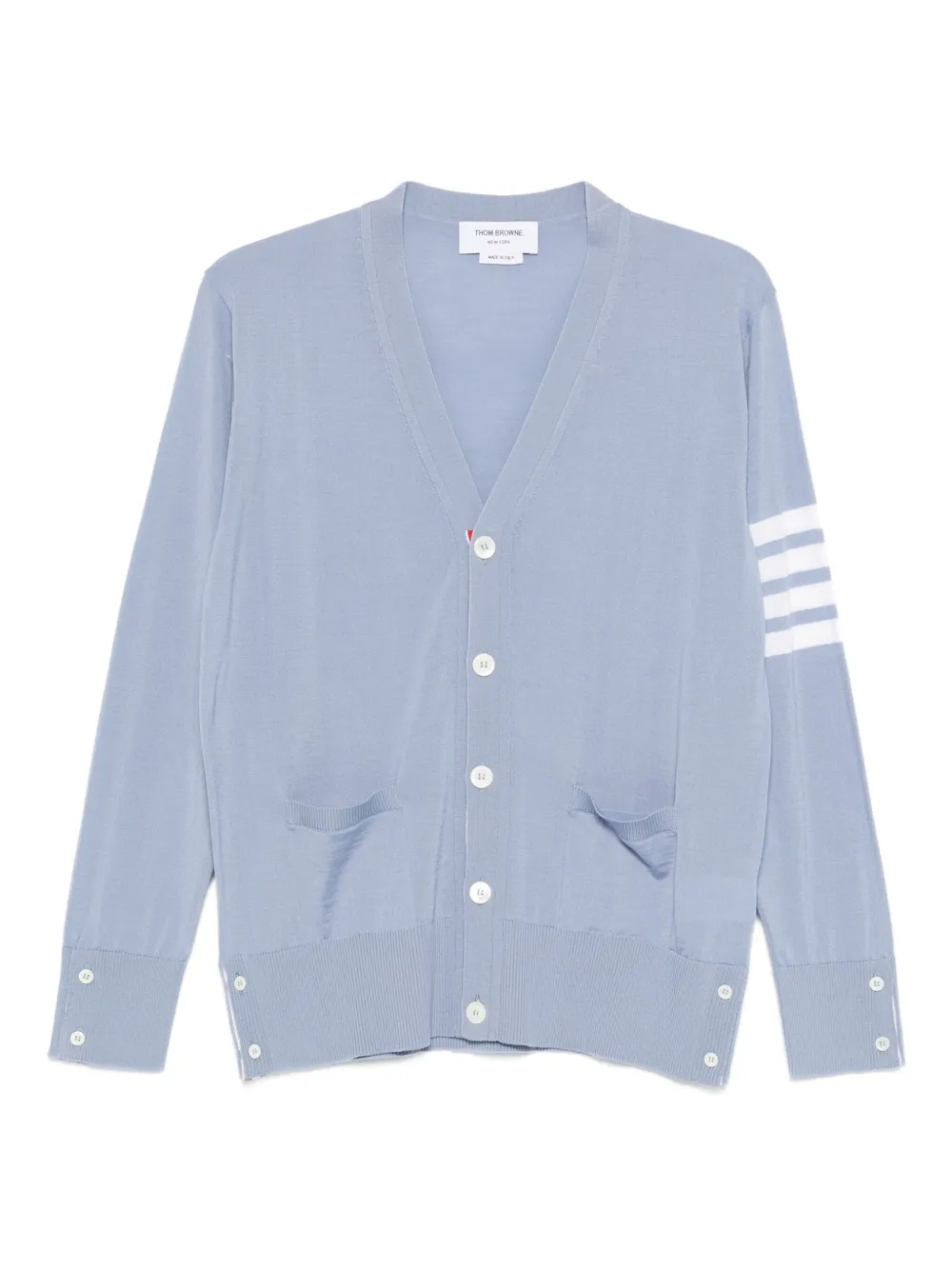 Thom Browne cardigan en maille fine à col v | bleu | Image 1