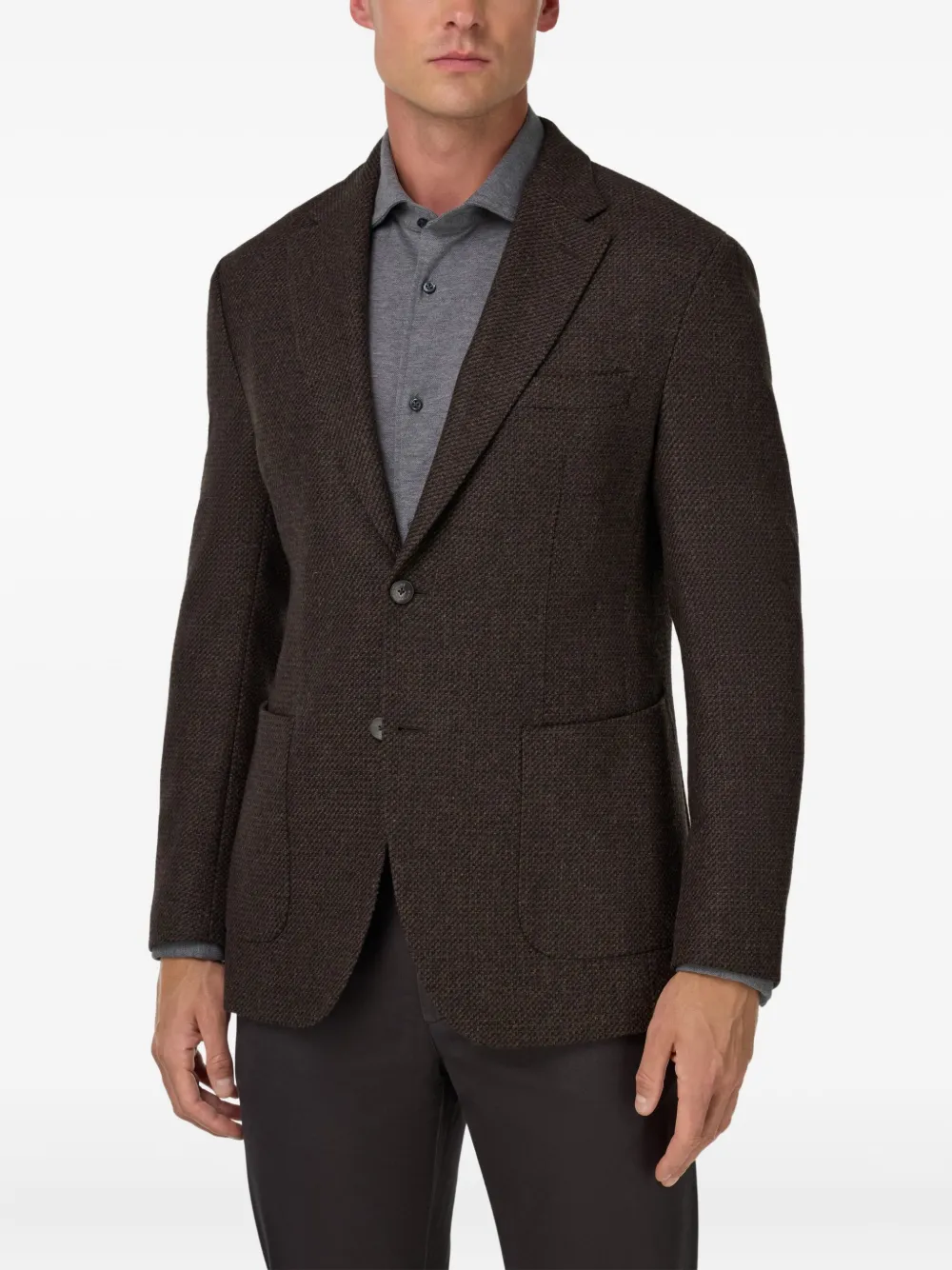 Boggi Milano Blazer met opgestikte zak Bruin