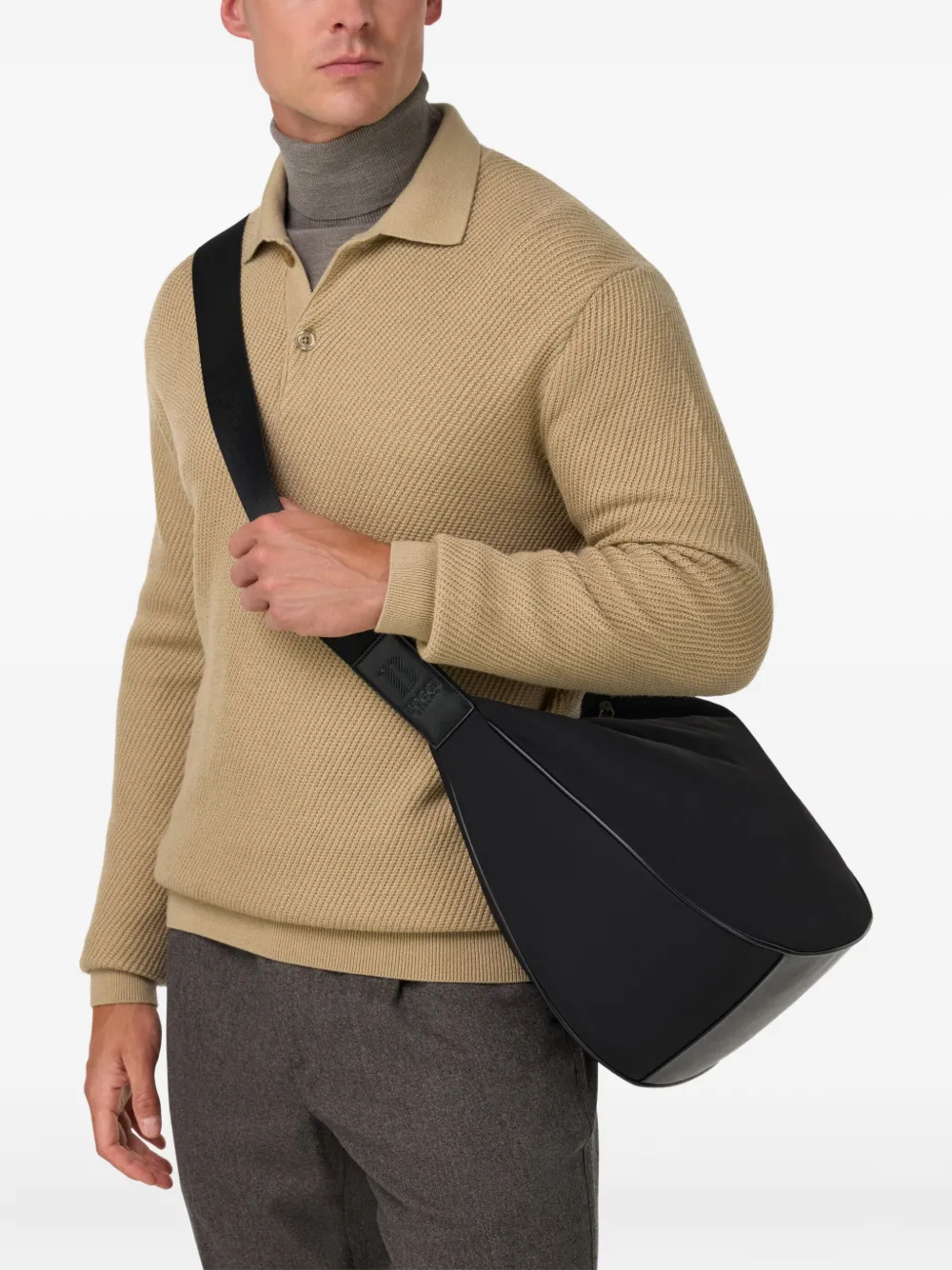 Boggi Milano Schoudertas met logo - Zwart