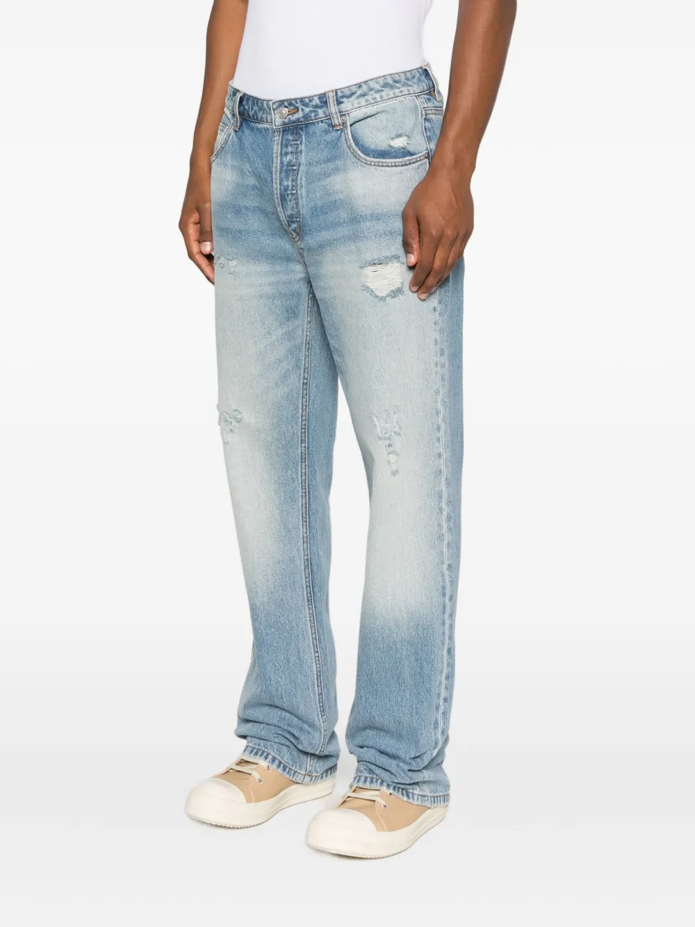 Cole Buxton Distressed Denim Jeans In Blue
