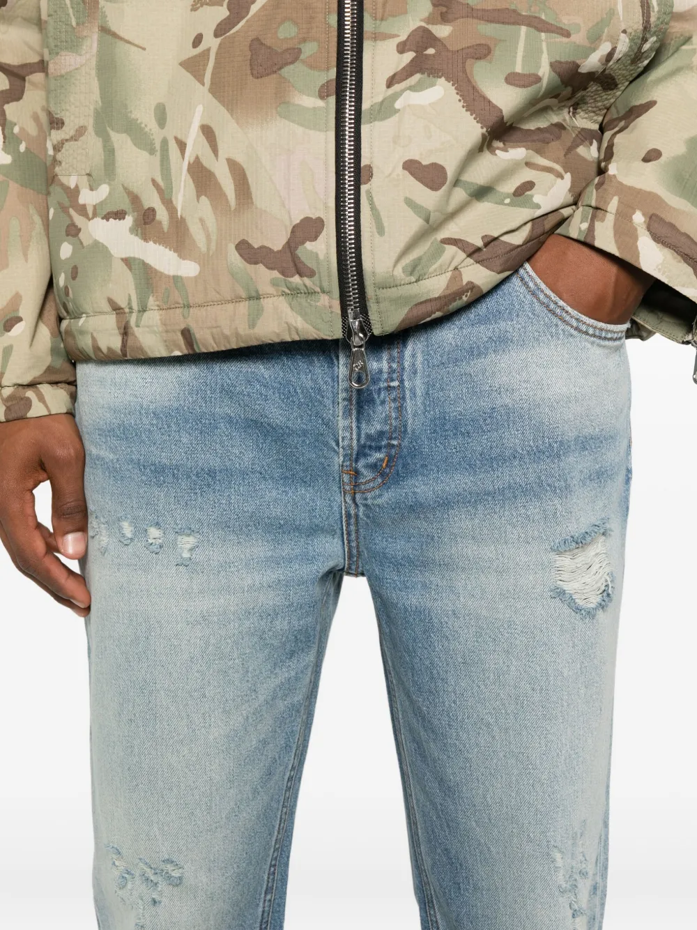 Cole Buxton Distressed Denim Jeans In Blue
