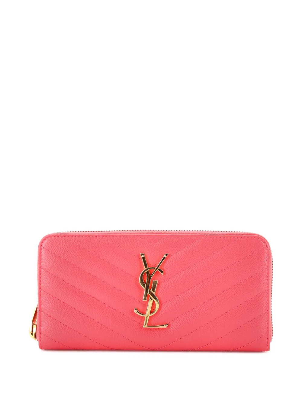 Saint Laurent Pre-Owned Classic Monogram Zip Around Wallet Matelasse Chevron Leather small wallets | Pink | Image 1