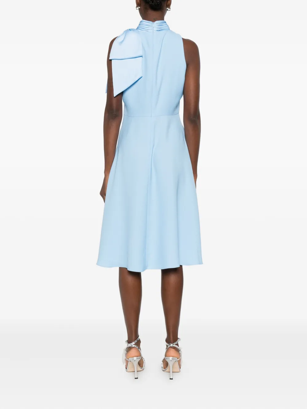 Eliza J Bow High-neck Midi Dress In Blue