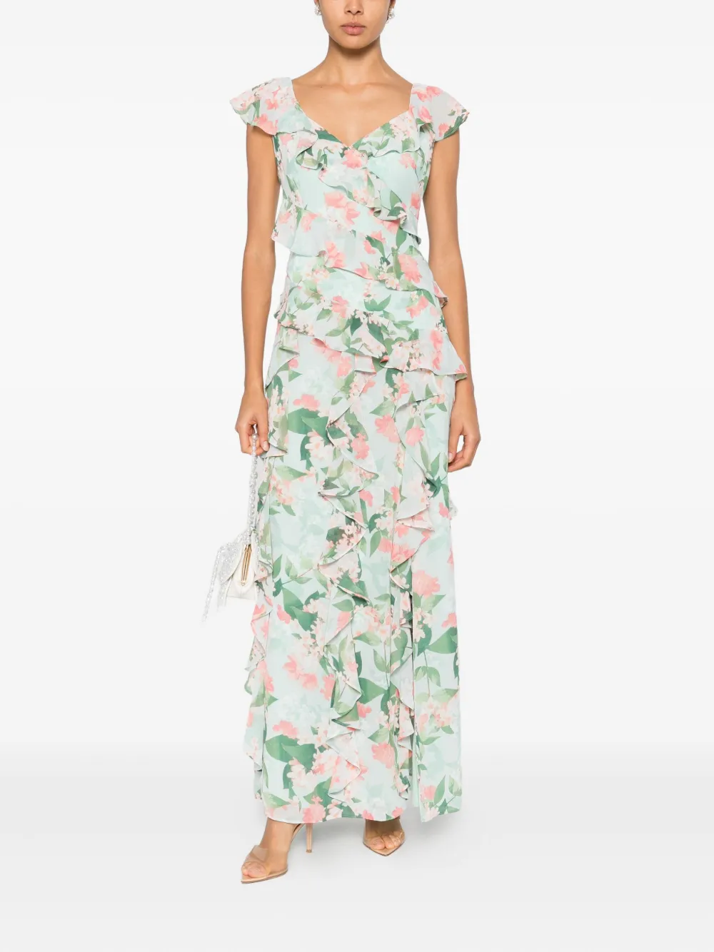 ELIZA J ruffled floral maxidress - Groen