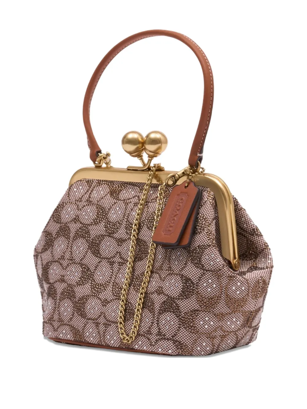 Coach Kisslock Leather Clutch Bag In Brown