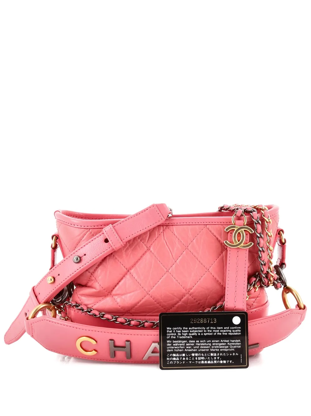 CHANEL Pre-Owned Gabrielle with Logo Handle Quilted Aged Calfskin Small hobo bag - Rosa