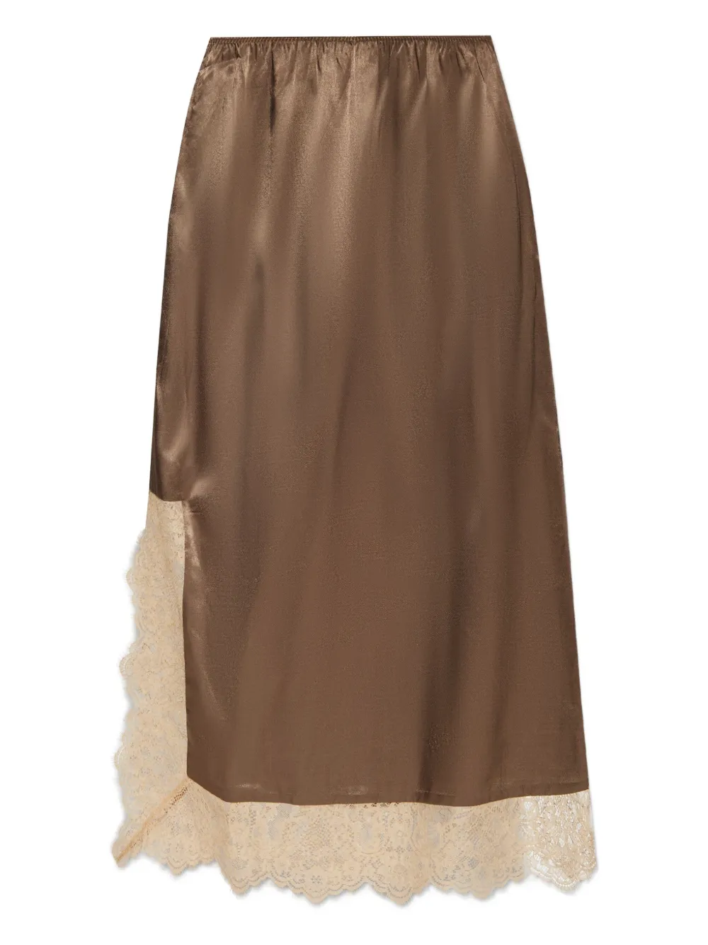 Munthe Ravn Lace-trim Midi Skirt In Brown