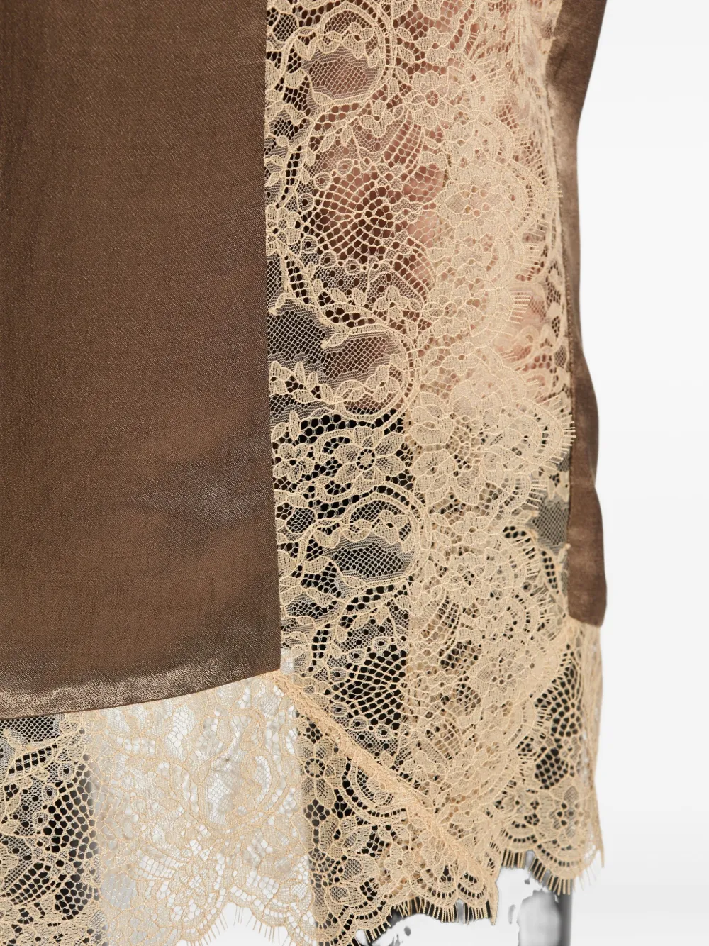 Munthe Ravn Lace-trim Midi Skirt In Brown