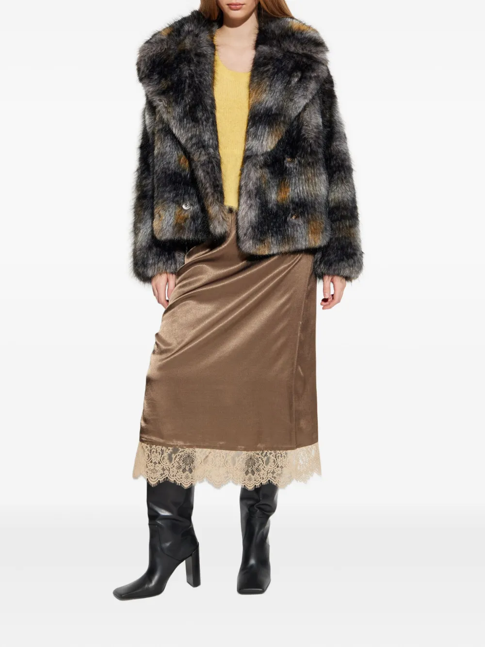 MUNTHE Ravn lace-trim midi skirt - Bruin
