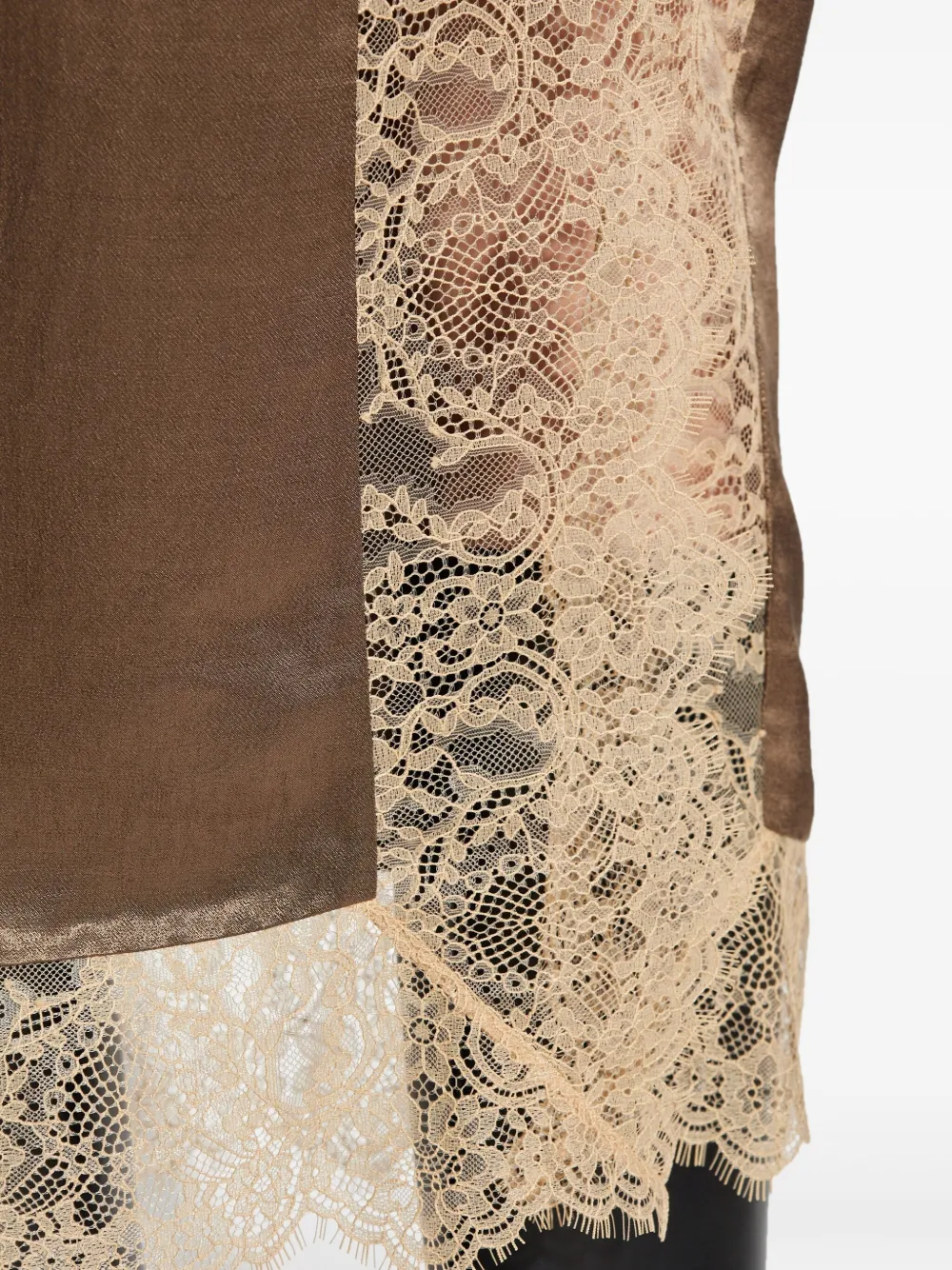 MUNTHE Ravn midi-rok met kanten afwerking Bruin