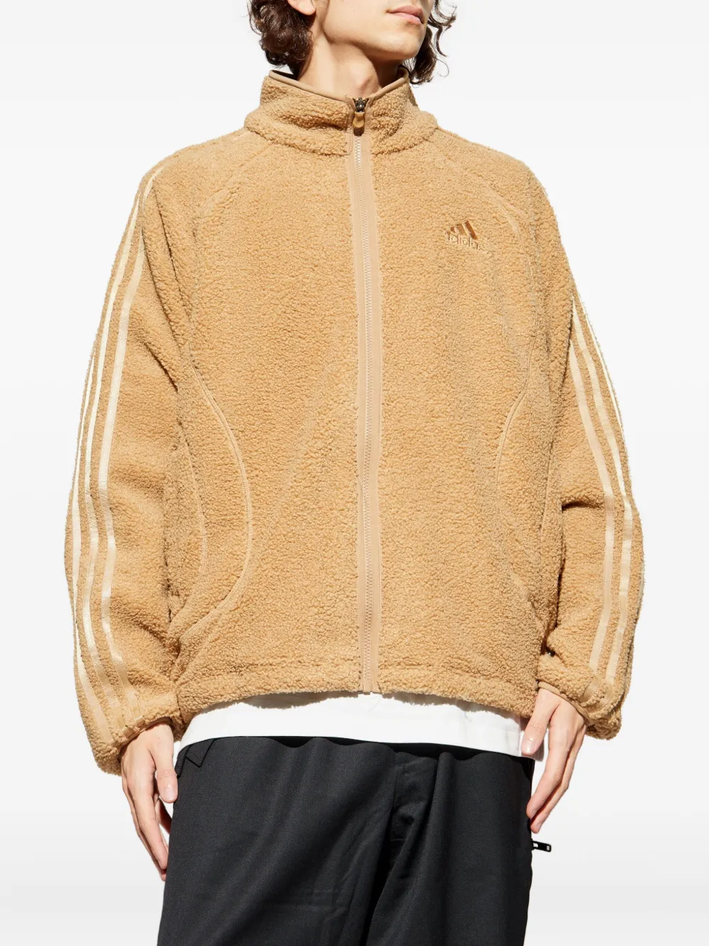 adidas Borg Fleece Teamgeist sweater met rits Beige