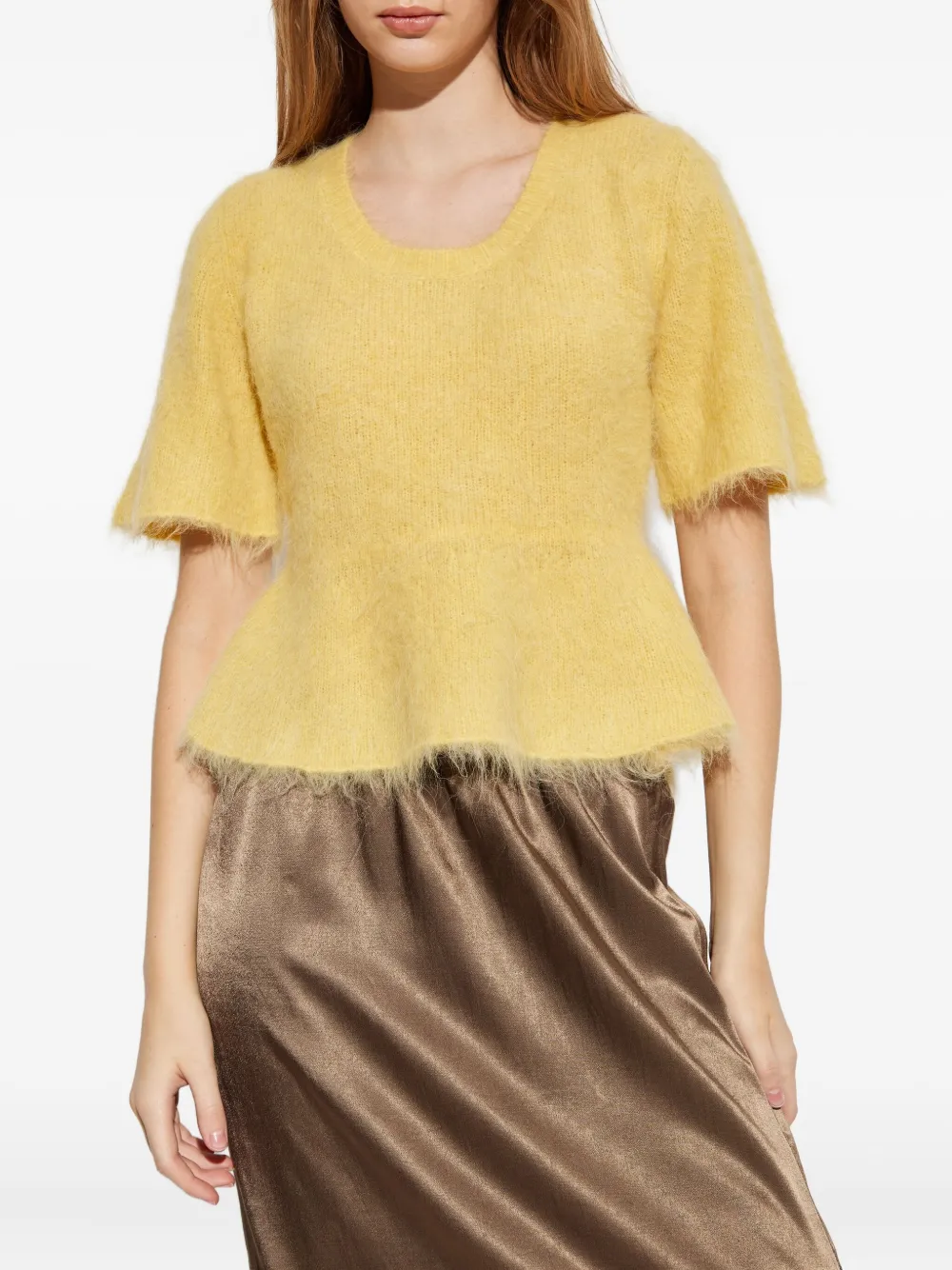 Munthe Rylaine Bow-back Knit T-shirt In Yellow