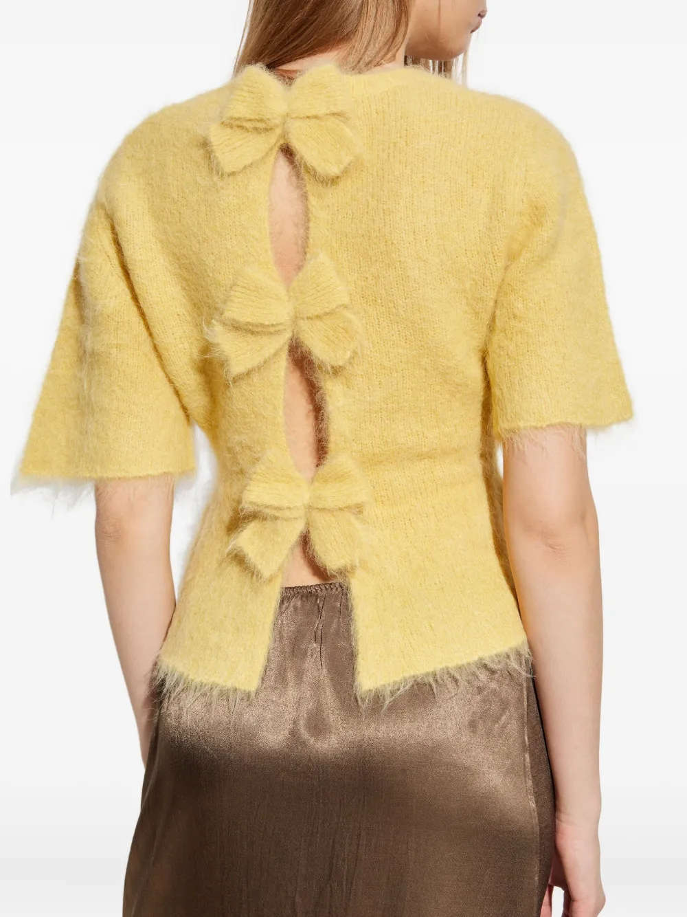 Munthe Rylaine Bow-back Knit T-shirt In Yellow