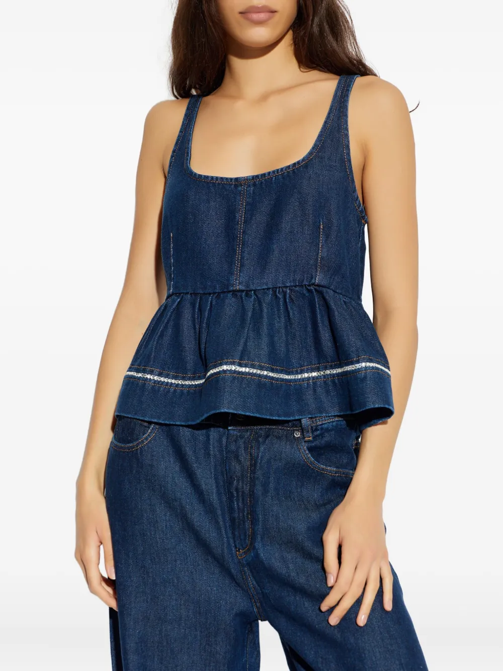 Munthe Rulst Peplum-hem Top In Blue