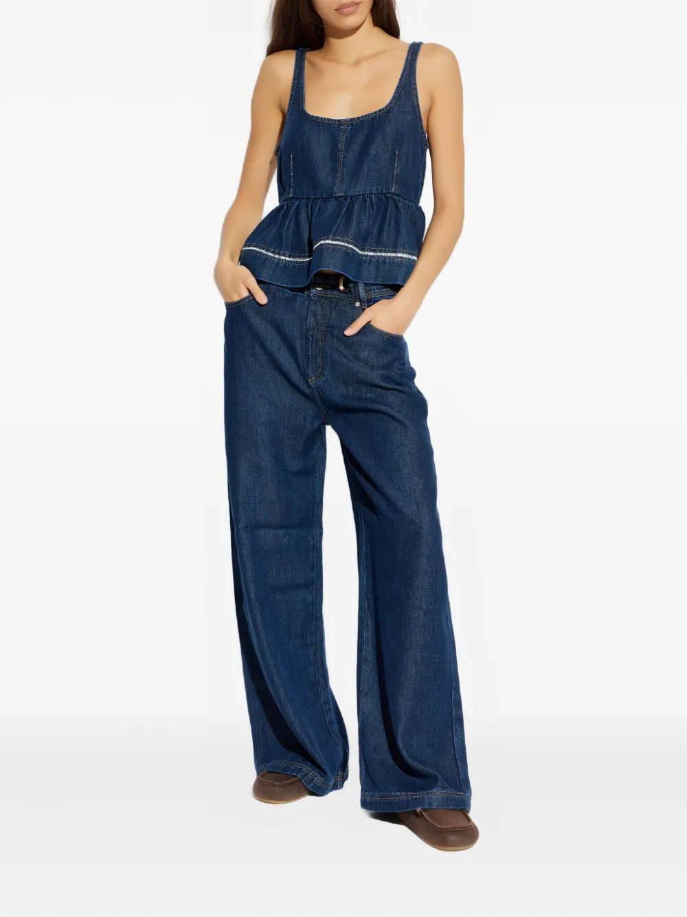 Munthe Rulst Peplum-hem Top In Blue