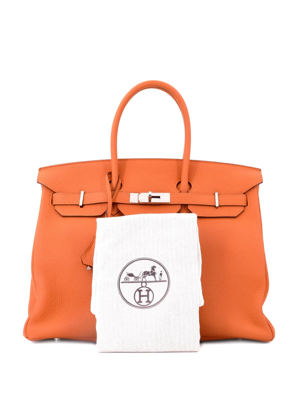 Hermès Pre-Owned Birkin Handbag Orange Togo with Palladium Hardware 35